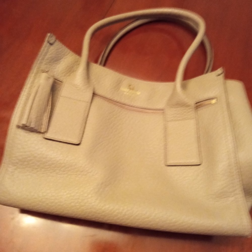 Kate Spade gray/taupe leather tote - Picture 6 of 12